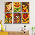 Madhubani Style Artwork Wall Frame Set of Six