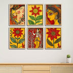 Madhubani Style Artwork Wall Frame Set of Six