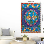 Madhubani Style Love Birds Canvas Painting | Ethnic Wall Art