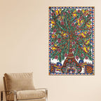 Madhubani Tree of Life Canvas Wall Painting for Traditional Decor