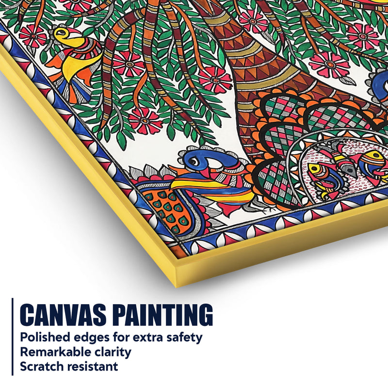 Madhubani Tree of Life Canvas Wall Painting for Traditional Decor