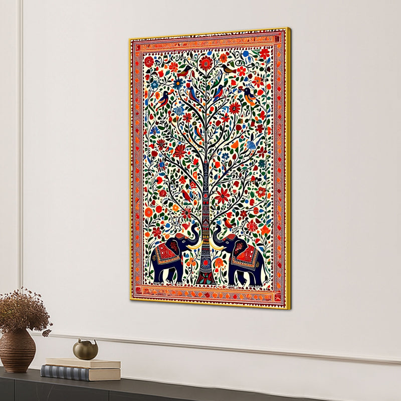 Madhubani Wall Art Canvas Wall Painting for Indian Décor