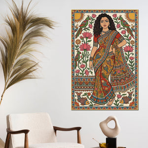 madhubani-woman-canvas-painting-for-traditional-indian-home-decor