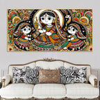 Madhubani Women Theme Canvas Painting | Ethnic Indian Wall Painting