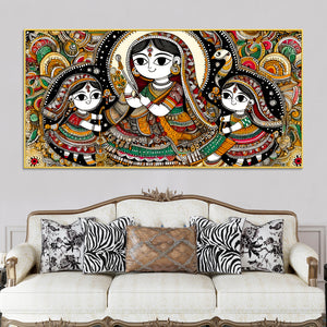 Madhubani Women Theme Canvas Painting | Ethnic Indian Wall Painting