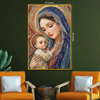 Madonna and Child Floating Frame Crystal Wall Painting