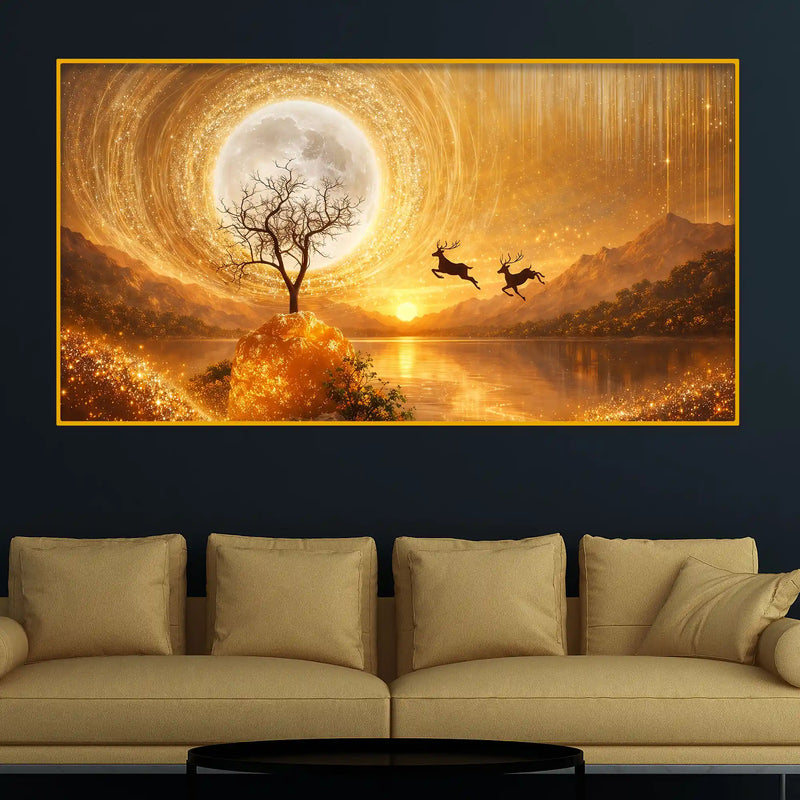 Magical Moonlight Crystal Glass Painting for Home Décor