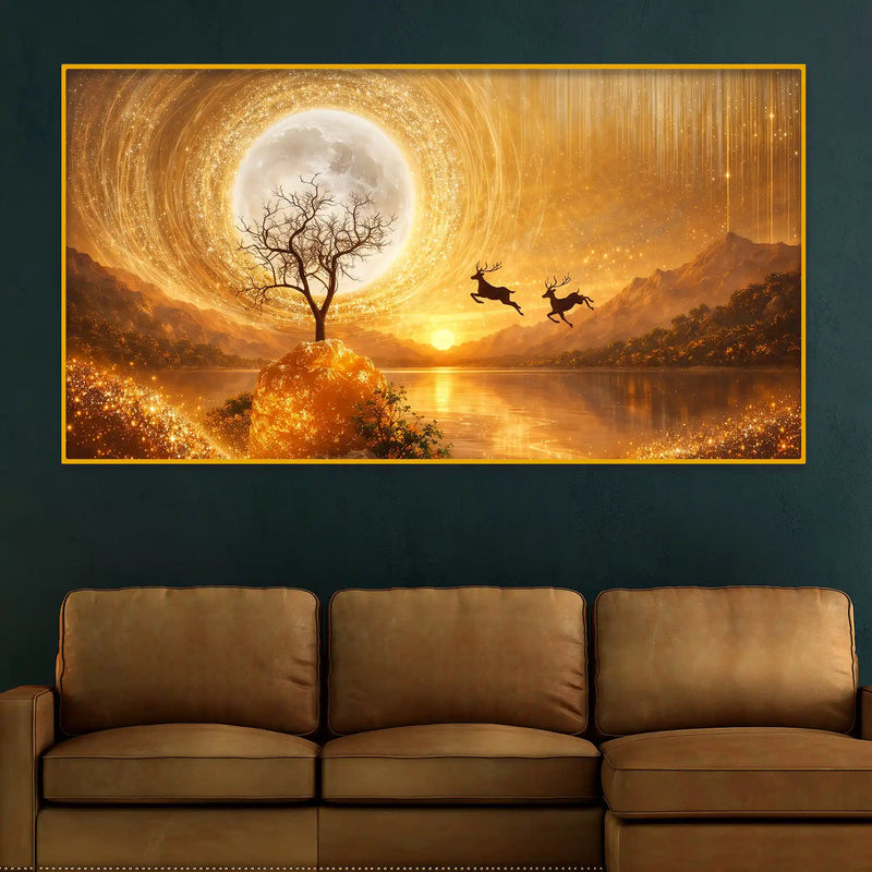 Magical Moonlight Crystal Glass Painting for Home Décor