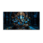 Maha Ganesh in Sacred Blue Premium Canvas Wall Painting for Living Room & Pooja Space – Modern Religious Wall Decor