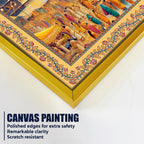 Maha Kumbh Mela on Ganga Ghat Border Canvas Wall Painting