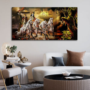 Mahabharat Shri Krishna and Arjun Premium Canvas and Wall Painting