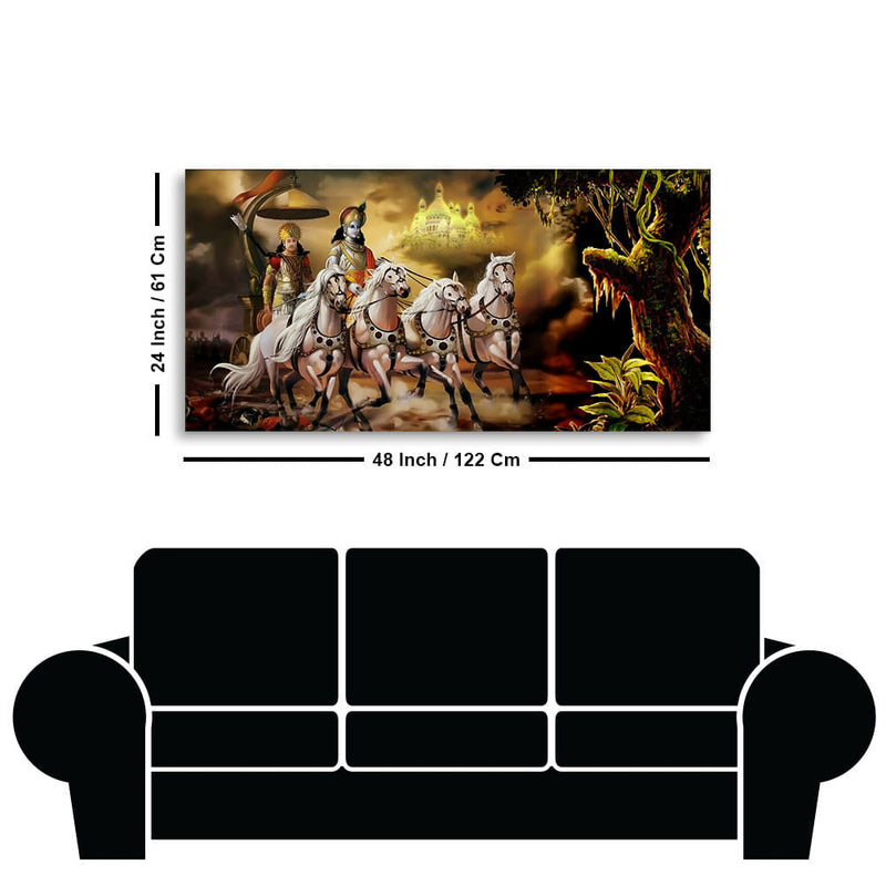Arjun Krishna War Scene Painting