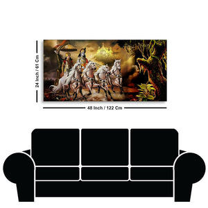 Mahabharat Shri Krishna and Arjun Premium Canvas and Wall Painting