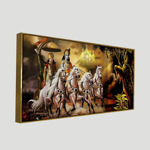 Mahabharat Shri Krishna and Arjun Premium Canvas and Wall Painting