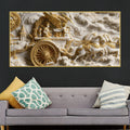 Mahabharata Krishna Rath 3D Canvas Wall Painting
