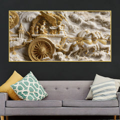Mahabharata Krishna Rath 3D Canvas Wall Painting
