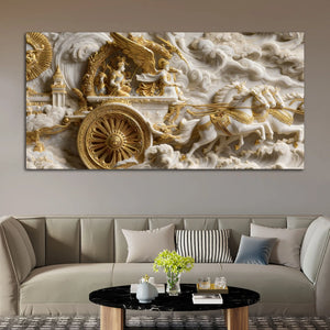 Mahabharata Krishna Rath 3D Canvas Wall Painting