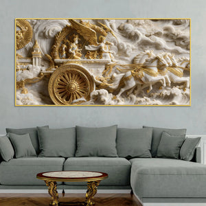Mahabharata Krishna Rath 3D Canvas Wall Painting