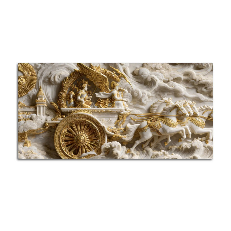 Mahabharata Krishna Rath 3D Canvas Wall Painting