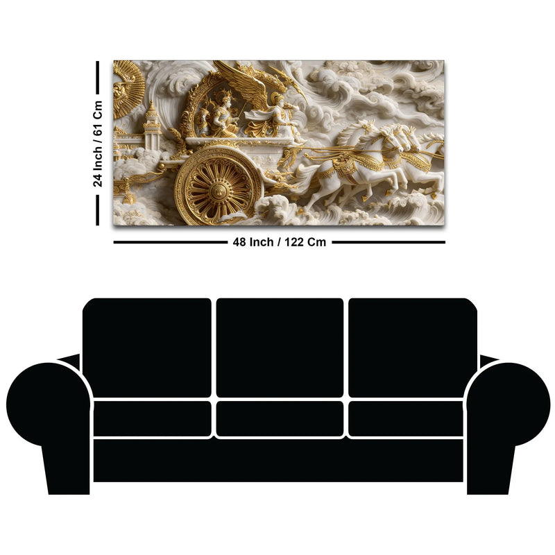 Mahabharata Krishna Rath 3D Canvas Wall Painting