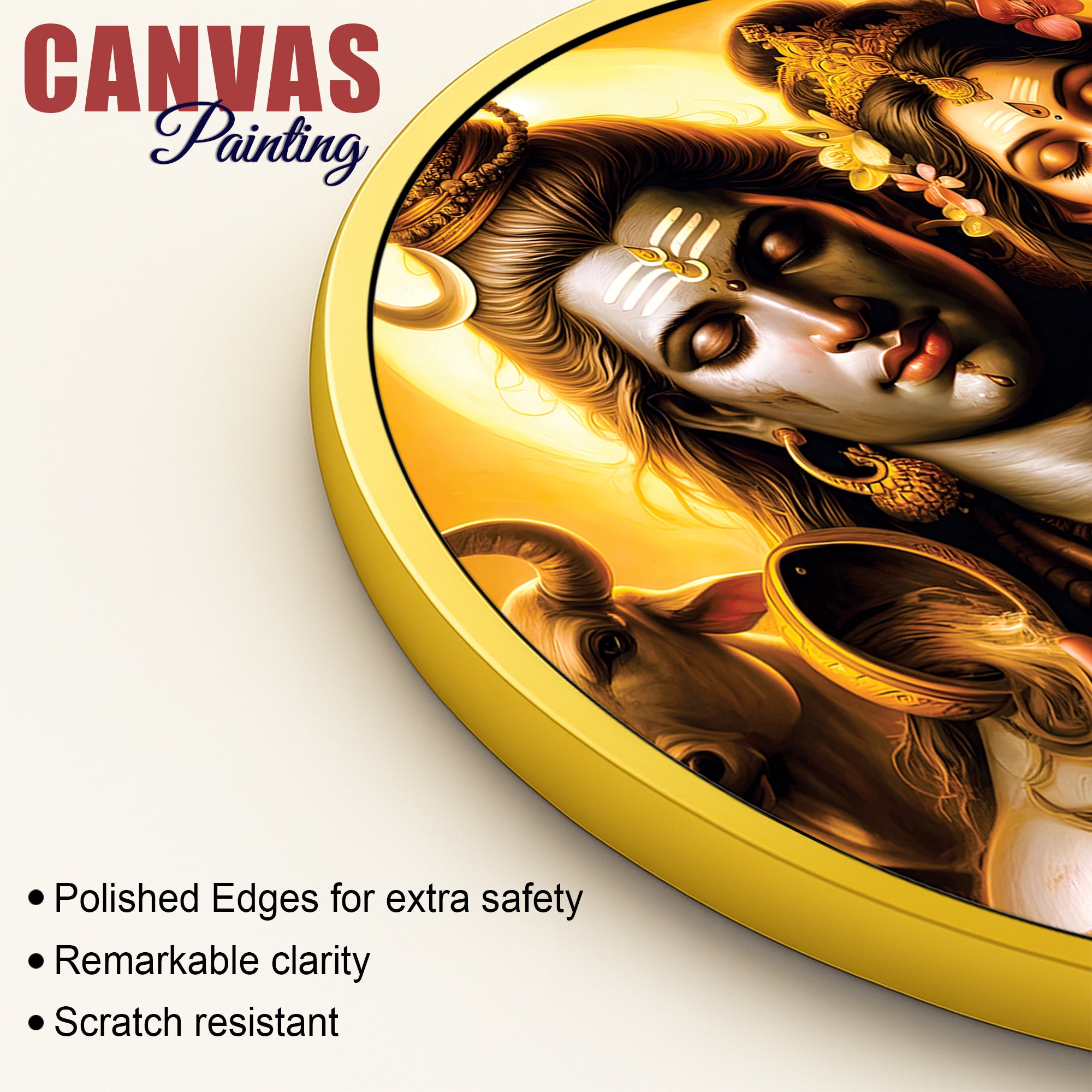 Mahadev Blue Round Wall Art Designer Spiritual Painting