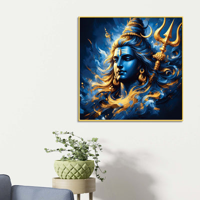 Mahadev Canvas Wall Painting Trishul Shiva Home Decor Art