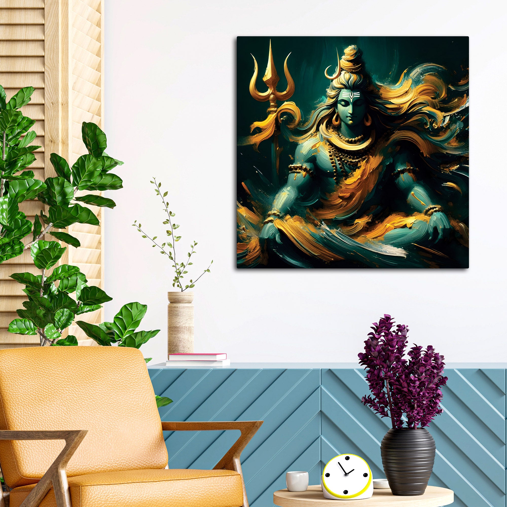 Mahadev Decorative Wall Art Shiva Canvas Painting for Home
