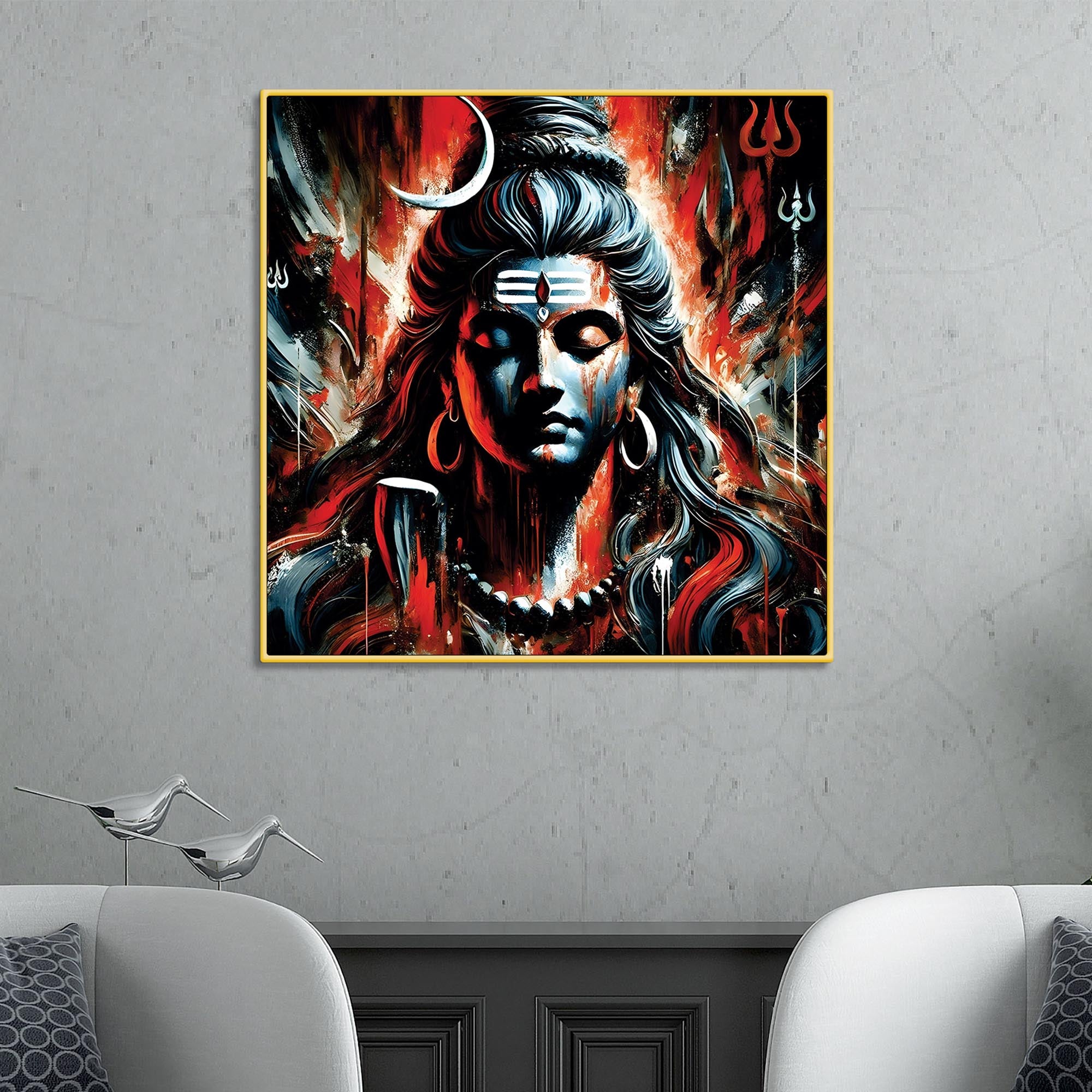 Mahadev Divine Energy Painting Lord Shiva Canvas Wall Art