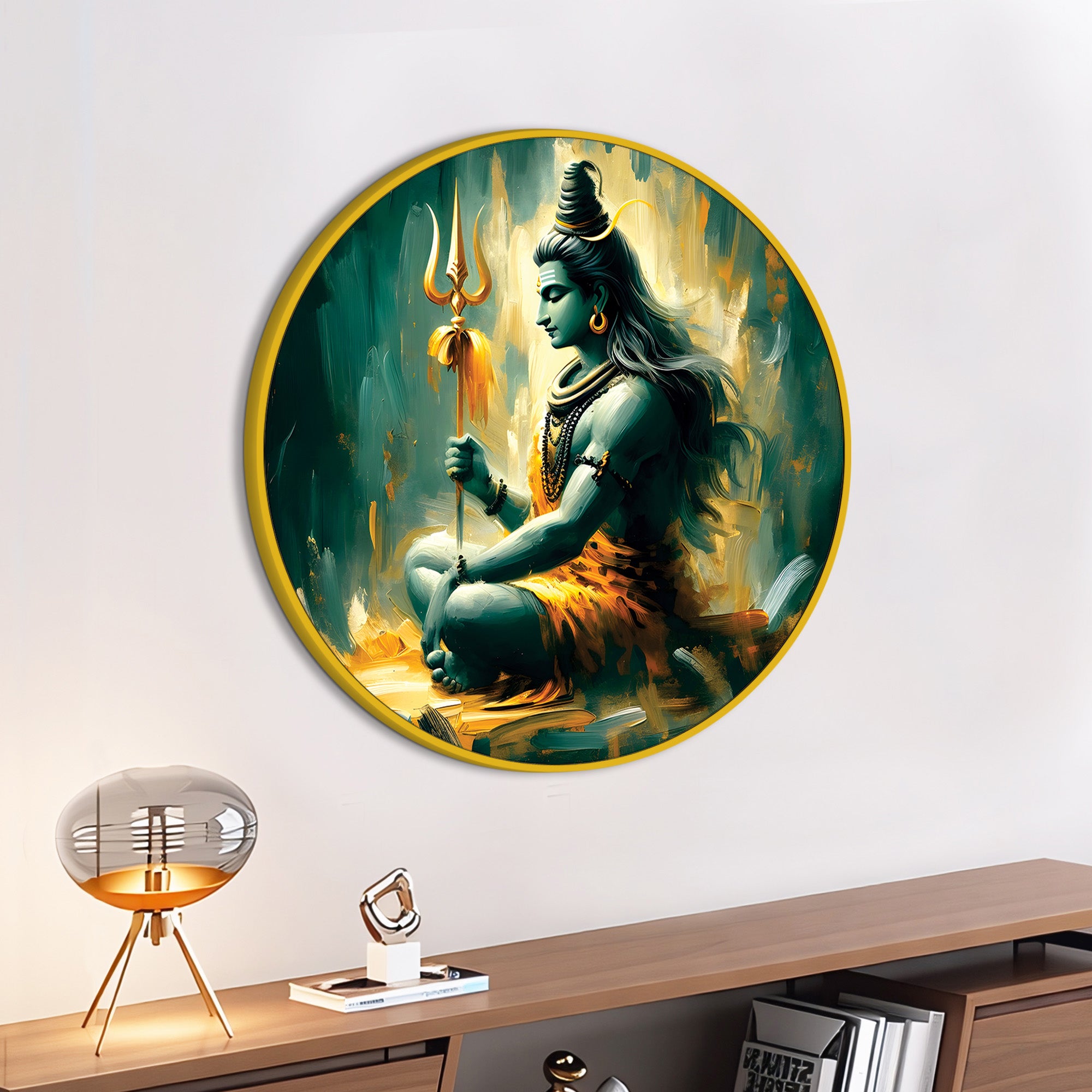 Mahadev Round Wall Art Modern Shiva Painting Home Decoration