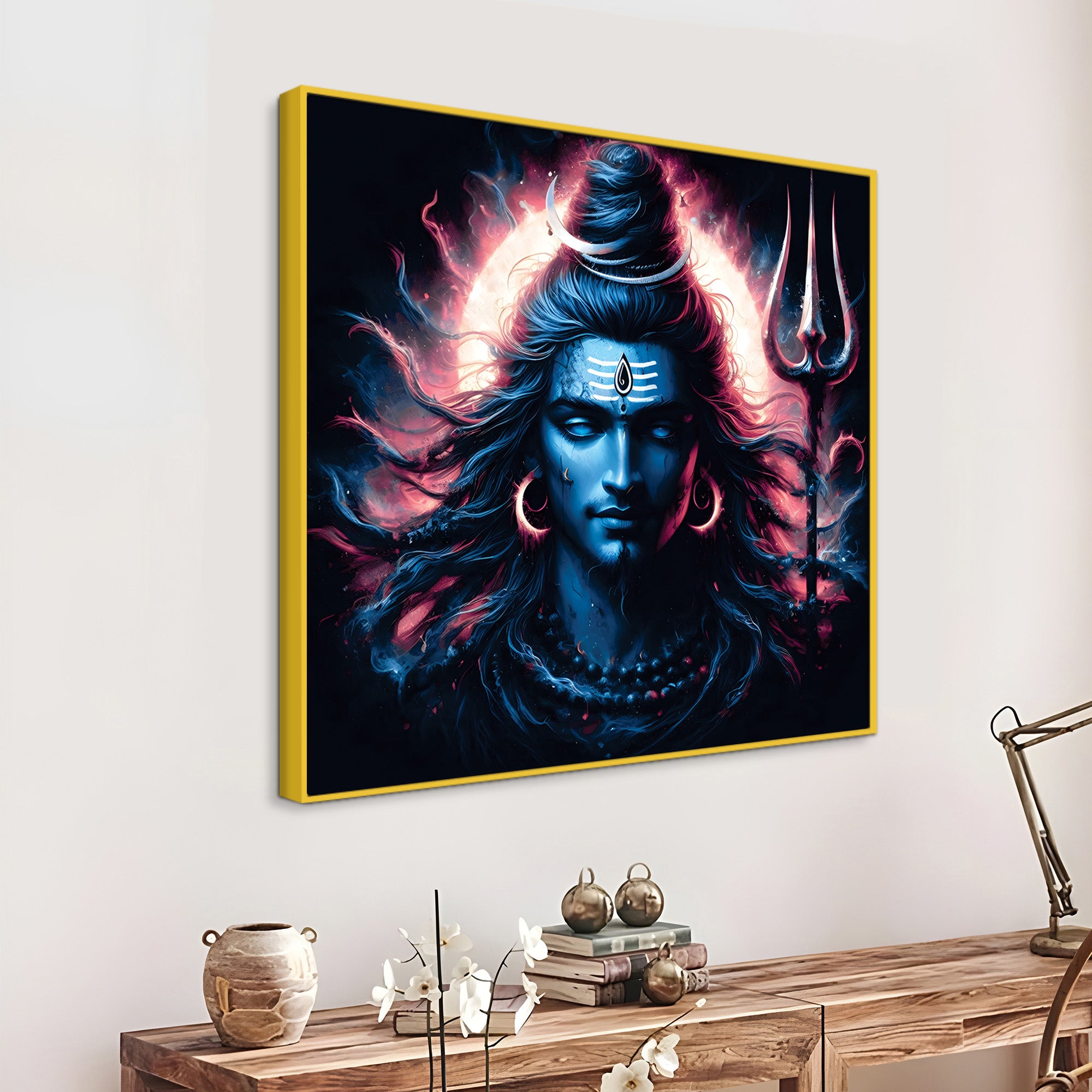 Mahadev Wall Frame Painting Shiva Trishul Art for Home Decor