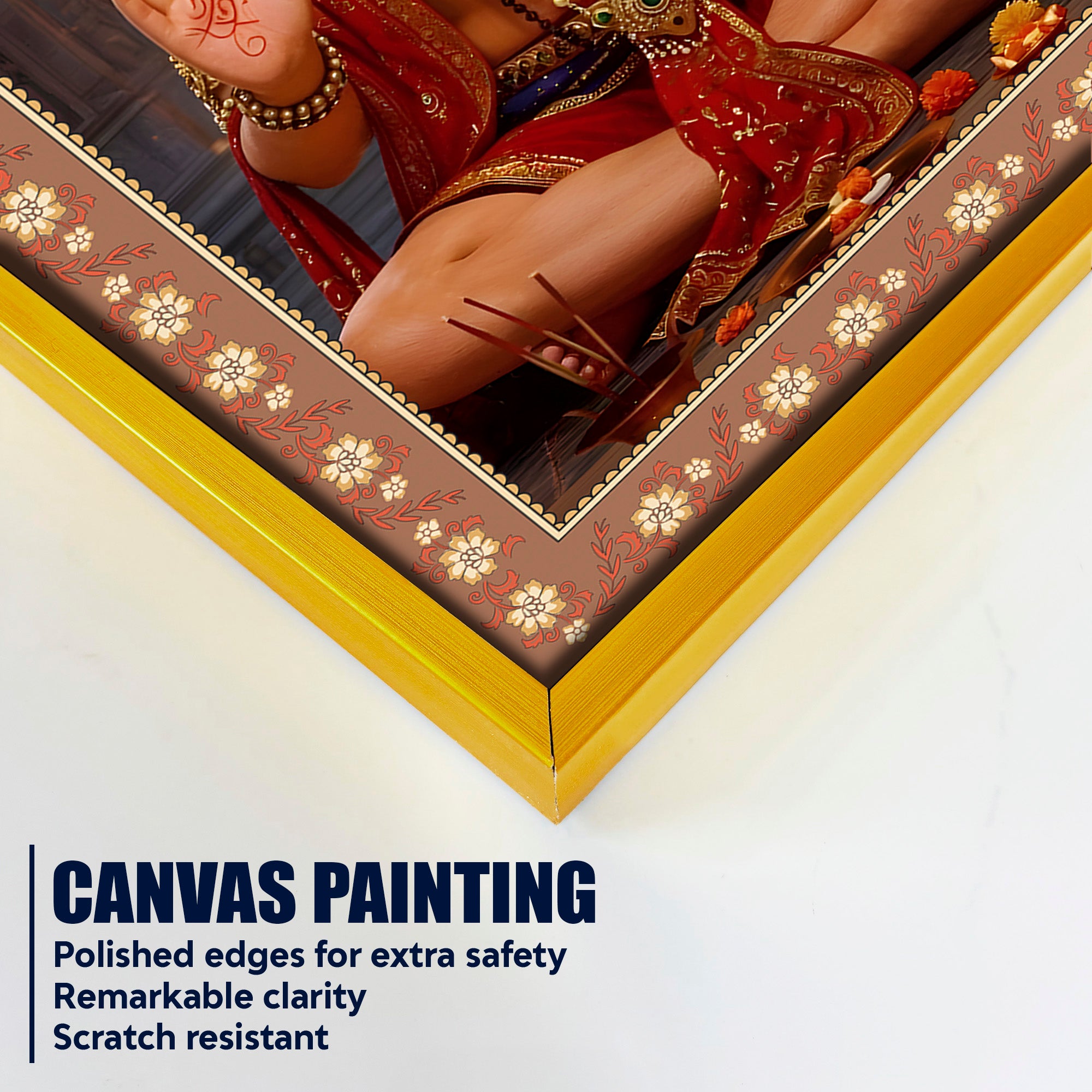 Mahavira Hanuman Floral Border Vertical Wall Painting