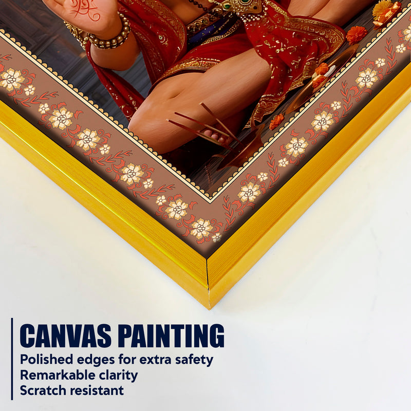 Mahavira Hanuman Floral Border Vertical Wall Painting