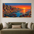 Majestic Banaras Ghat Sunrise Canvas Painting for Living Room Decor