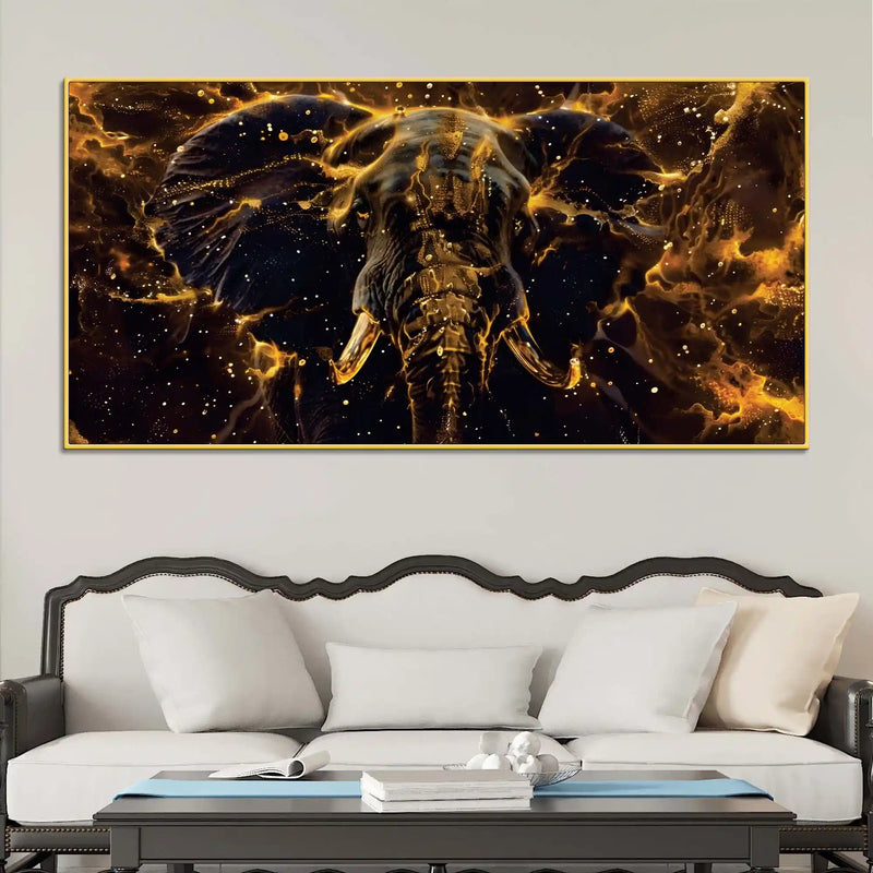 majestic-black-elephant-with-lightning-abstract-design-canvas-wall-painting