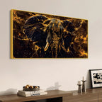 Majestic Black Elephant with Lightning Abstract Design Canvas Wall Painting