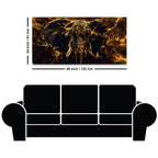 Majestic Black Elephant with Lightning Abstract Design Canvas Wall Painting