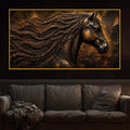 Majestic Black Horse Floating Frame Crystal Wall Painting