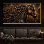 Majestic Black Horse Floating Frame Crystal Wall Painting