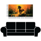 Majestic Black Running Horse Abstract Stallion Canvas Wall Painting