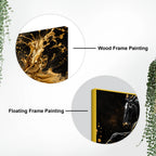 Majestic Black Stallion with Liquid Golden Splash 3D Canvas Wall Painting