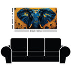 Majestic Blue Elephant Face with Golden Accents Luxury Canvas Wall Painting