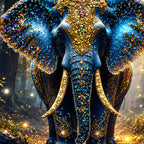 Majestic Blue Elephant Floating Frame Crystal Wall Painting