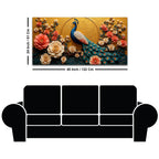 Majestic Blue Peacock in Coral Blossom Garden 3D Canvas Wall Painting