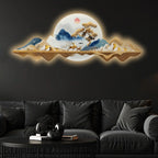 Majestic Deer Mountains Crystal Glass Backlit LED Wall Art