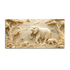 Majestic Elephant Family in Serene Forest 3D Canvas Wall Painting