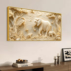 Majestic Elephant Family in Serene Forest 3D Canvas Wall Painting