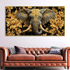 majestic-elephant-head-with-golden-flowers-luxury-canvas-wall-painting