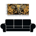 Majestic Elephant Head with Golden Flowers Luxury Canvas Wall Painting