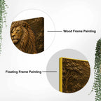Majestic Golden Lion in Forest Metallic Look 3D Canvas Wall Painting