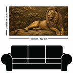 Majestic Golden Lion in Forest Metallic Look 3D Canvas Wall Painting